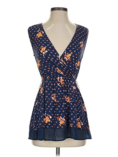 Pre-owned Modcloth Tank Top Blue Plunge Neckline Tops