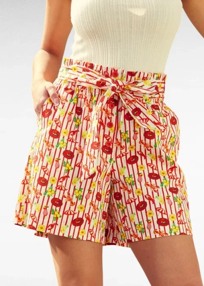 Modcloth Tie The Knot Paperbag Waist Shorts In Multi
