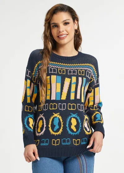 Modcloth Vintage Vision Sweater In Twilight Marina Navy