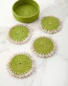 Mode Living Capiz Coasters, Set Of 4 In Green