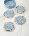 Mode Living Capiz Coasters, Set Of 4 In Light Blue