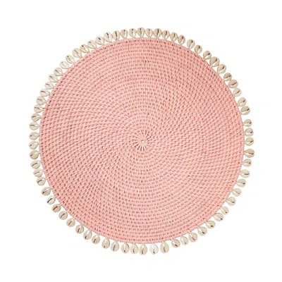 Mode Living Capiz Woven Placemats, Set Of 4 In Cotton Candy Pink