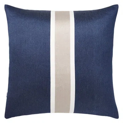 Mode Living Mar Linen Blend Throw Square Pillow Cover In Indigo Blue,white,beige
