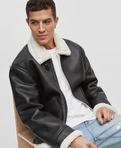 Mode Of One Men's Aviator Faux-sherpa Jacket, Exclusively At Macy's In Deep Black