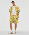 Mode Of One Men's Blurred Floral Relaxed-fit 6-1/2" Shiny Twill Shorts, Exclusively At Macy's In Golden Sun