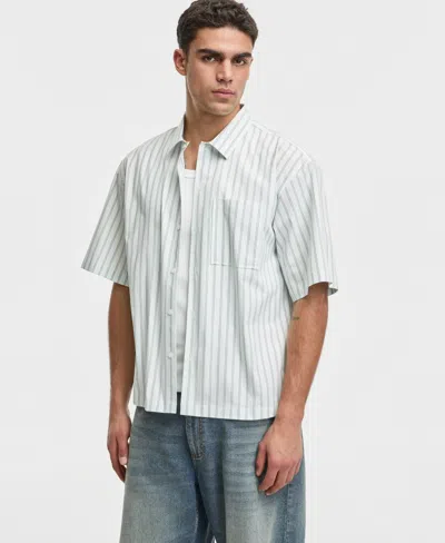 Mode Of One Men's Boxy-fit Striped Short-sleeve Shirt, Macy's Exclusive In White
