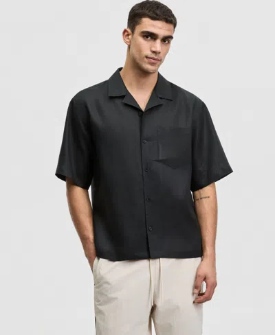 Mode Of One Men's Boxy-fit Short-sleeve Linen Camp Shirt, Macy's Exclusive In Black