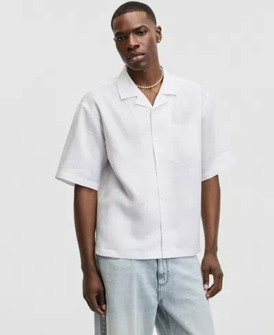Mode Of One Men's Boxy-fit Short-sleeve Linen Camp Shirt, Macy's Exclusive In White