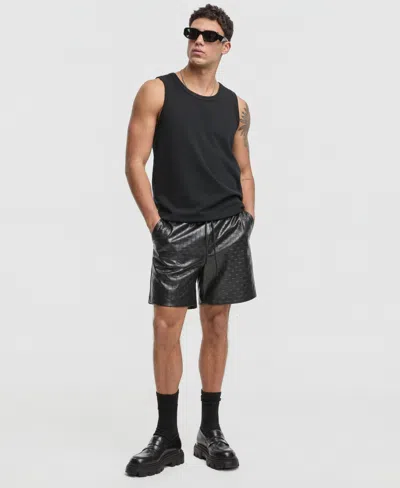 Mode Of One Men's Checkerboard Pleather Shorts, Macy's Exclusive In Black