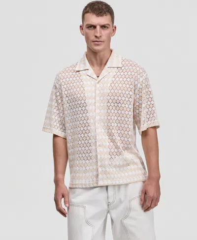 Mode Of One Men's Diamond-crochet Camp Shirt, Macy's Exclusive In Brown