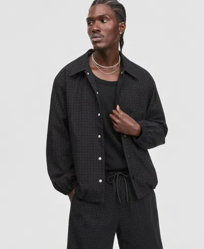 Mode Of One Men's Eyelet Coach Jacket, Macy's Exclusive In Black