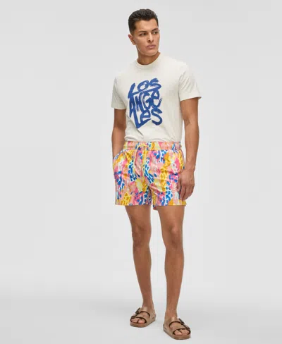 Mode Of One Men's Fashion Animal Regular-fit Printed Swim Trunks, Exclusively At Macy's In Lemon Sun