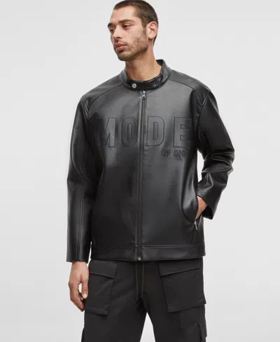 Mode Of One Men's Faux-leather Moto Jacket, Exclusively At Macy's In Deep Black