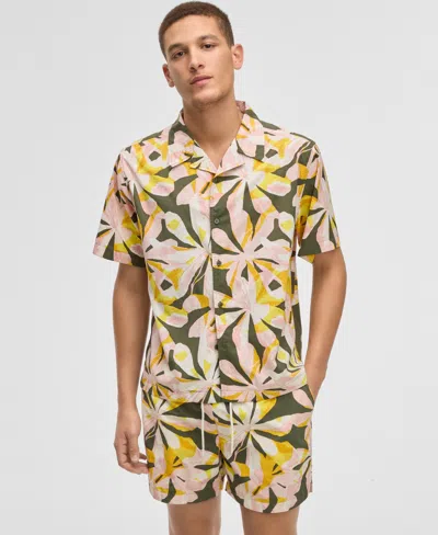 Mode Of One Men's Floral Tones Relaxed-fit Printed Button-down Camp Shirt, Exclusively At Macy's In Wild Ivy