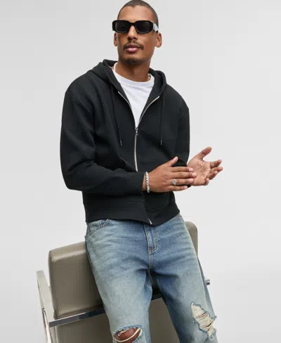 Mode Of One Men's Full-zip Scuba Knit Hoodie, Macy's Exclusive In Black