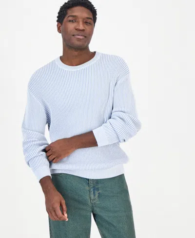 Mode Of One Men's Gemini Boxy Ribbed Crewneck Sweater, Macy's Exclusive In Blue