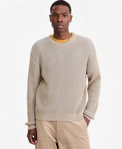 Mode Of One Men's Gemini Boxy Ribbed Crewneck Sweater, Macy's Exclusive In Gray