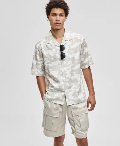 Mode Of One Men's Glass Regular-fit Camouflage Button-down Camp Shirt, Macy's Exclusive In Sand