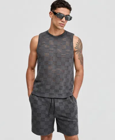 Mode Of One Men's Grid Mesh Tank, Macy's Exclusive In Urban Grey