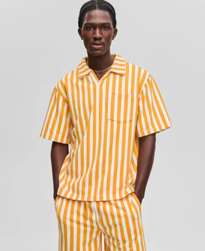 Mode Of One Men's Johnny Collar Striped Terry Shirt, Exclusively At Macy's