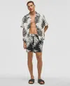 Mode Of One Men's Large Palm Regular-fit Printed Swim Trunks, Exclusively At Macy's In Deep Black