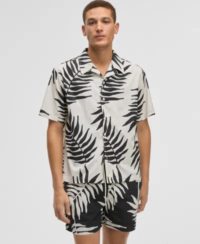 Mode Of One Men's Large Palm Relaxed-fit Printed Button-down Camp Shirt, Exclusively At Macy's In Neo Natural