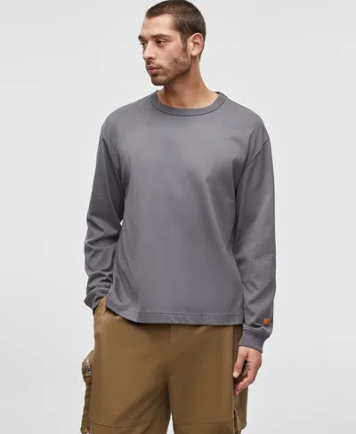 Mode Of One Men's Liberty Long-sleeve Relaxed-fit T-shirt, Exclusively At Macy's In Ebony Grey