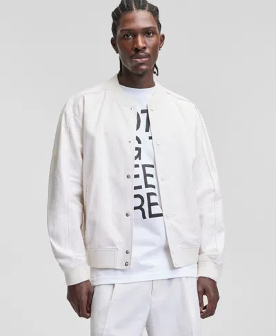 Mode Of One Men's Linen & Cotton Bomber Jacket, Macy's Exclusive In White