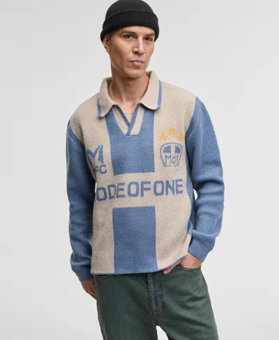 Mode Of One Men's Logo Johnny Collared Sweater, Macy's Exclusive In Blue