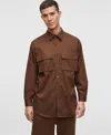 Mode Of One Men's Long-sleeve Button-front Utility Shirt, Exclusively At Macy's In Dark Walnut