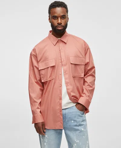 Mode Of One Men's Long-sleeve Button-front Utility Shirt, Exclusively At Macy's In Sunbaked Clay