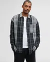 Mode Of One Men's Long-sleeve Cotton Plaid Shirt, Macy's Exclusive In Black