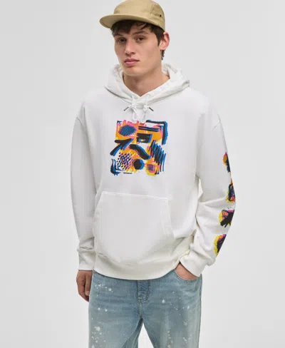 Mode Of One Men's Long-sleeve Fleece Cotton Screen-print Hoodie, Exclusively At Macy's In Bright White