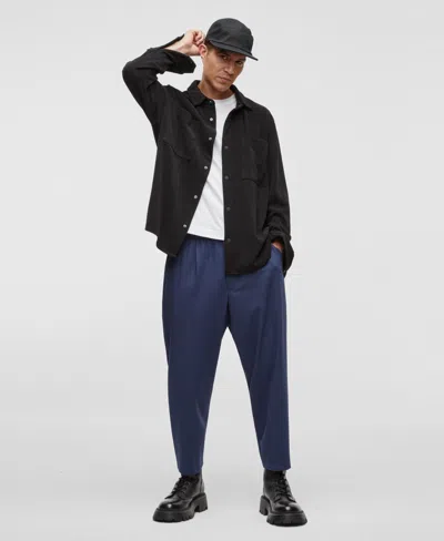 Mode Of One Men's Long-sleeve Knit Snap-front Shirt, Exclusively At Macy's In Deep Black