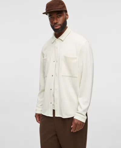Mode Of One Men's Long-sleeve Knit Snap-front Shirt, Exclusively At Macy's In Soft Vanilla