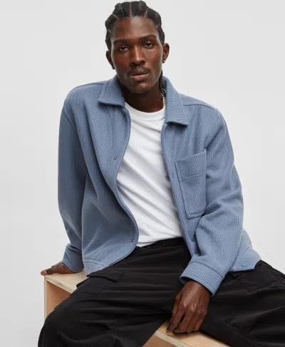 Mode Of One Men's Long-sleeve Knit Trucker Jacket, Exclusively At Macy's In Blue Asphalt