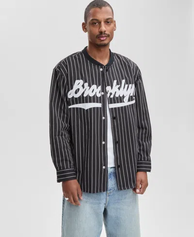 Mode Of One Men's Long-sleeve Pinstripe Shirt, Macy's Exclusive In Black