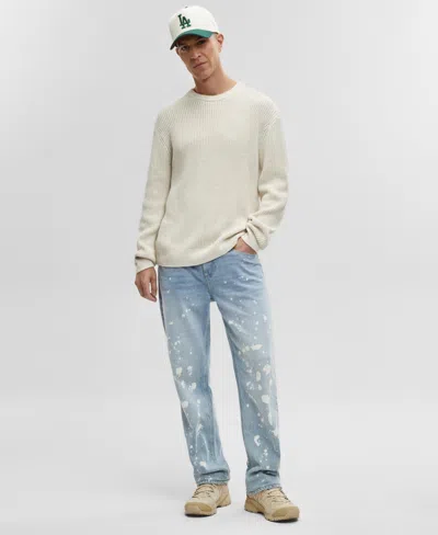 Mode Of One Men's Long-sleeve Relaxed Crewneck Sweater, Created For Macy's In Bleached Oak