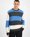 Mode Of One Men's Relaxed-fit Striped Crewneck Sweater, Macy's Exclusive In Blue