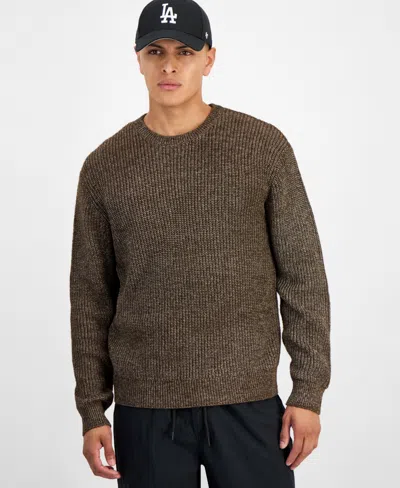 Mode Of One Men's Long-sleeve Relaxed Crewneck Sweater, Created For Macy's In Brown