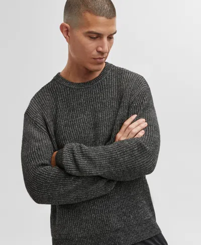 Mode Of One Men's Long-sleeve Relaxed Crewneck Sweater, Created For Macy's In Deep Black