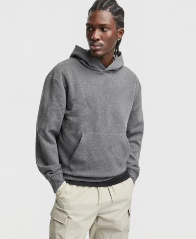 Mode Of One Men's Long-sleeve Relaxed Quilted Cotton Hoodie, Macy's Exclusive In Gray