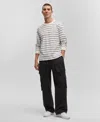 Mode Of One Men's Long-sleeve Relaxed Stripe T-shirt, Created For Macy's In Neo Natural