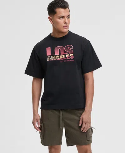 Mode Of One Men's Los Angeles Relaxed-fit Graphic T-shirt, Exclusively At Macy's In Deep Black
