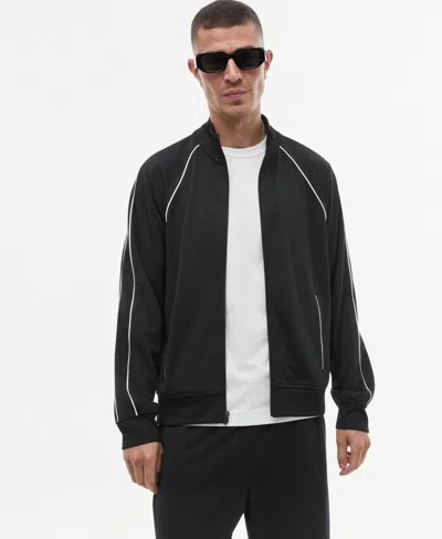 Mode Of One Men's Louis Relaxed Piping-trim Track Jacket, Macy's Exclusive In Deep Black