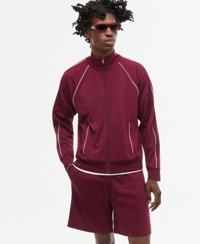Mode Of One Men's Louis Relaxed Piping-trim Track Jacket, Macy's Exclusive In Orchard Wine