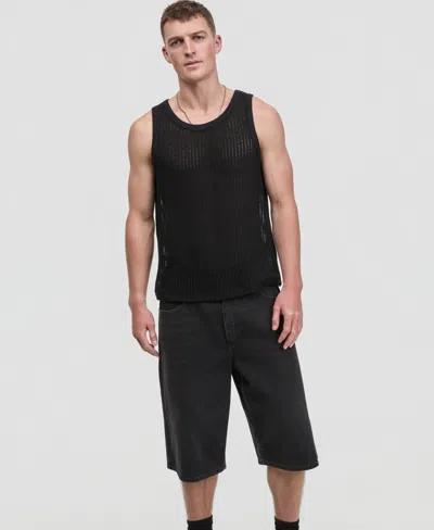 Mode Of One Men's Mesh-knit Crewneck Tank, Macy's Exclusive In Black