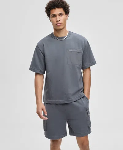 Mode Of One Men's Mixed Relaxed-fit French Terry Pocket T-shirt, Macy's Exclusive In Gray