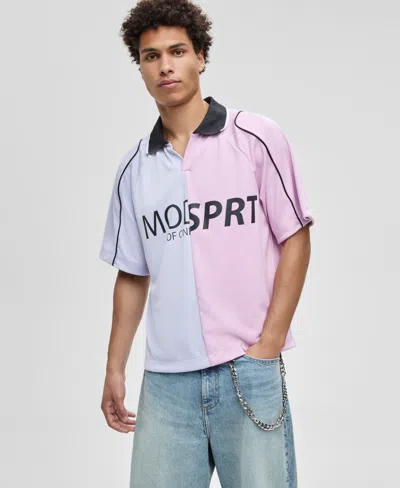 Mode Of One Men's Mode Relaxed-fit Pieced Colorblocked Polo Shirt, Macy's Exclusive In Purple