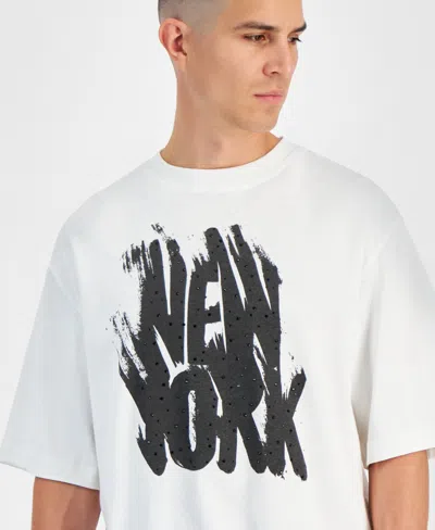 Mode Of One Men's New York Relaxed-fit Studded Graphic T-shirt, Created For Macy's In Neo Natural